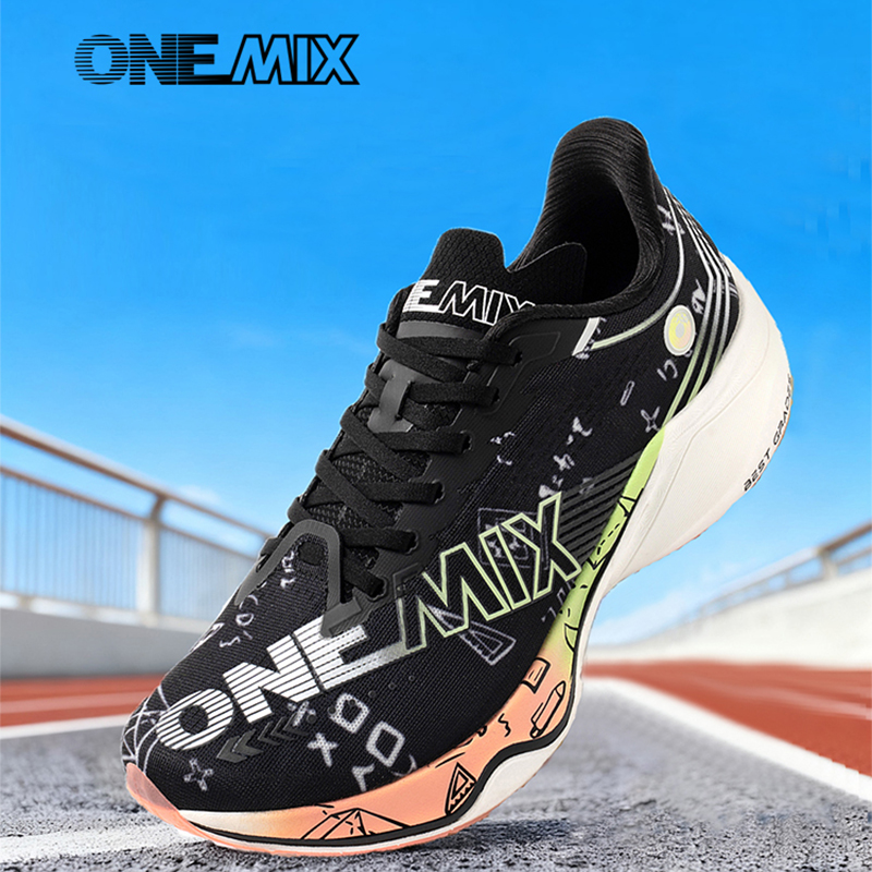 Carbon Plate Marathon Racing Shoes - ONEMIX ナイロンカーボンプレートレーシングランニングトレーニングシューズメンズフルレングス衝撃吸収スポーツカーボンプレートウォーキングスニーカー