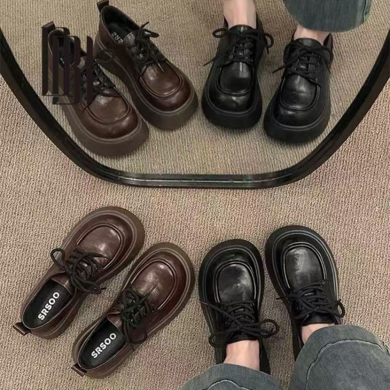 Women'S Shoes - レディース ヴィンテージ ブラウン レースアップ プラットフォーム オックスフォードシューズ