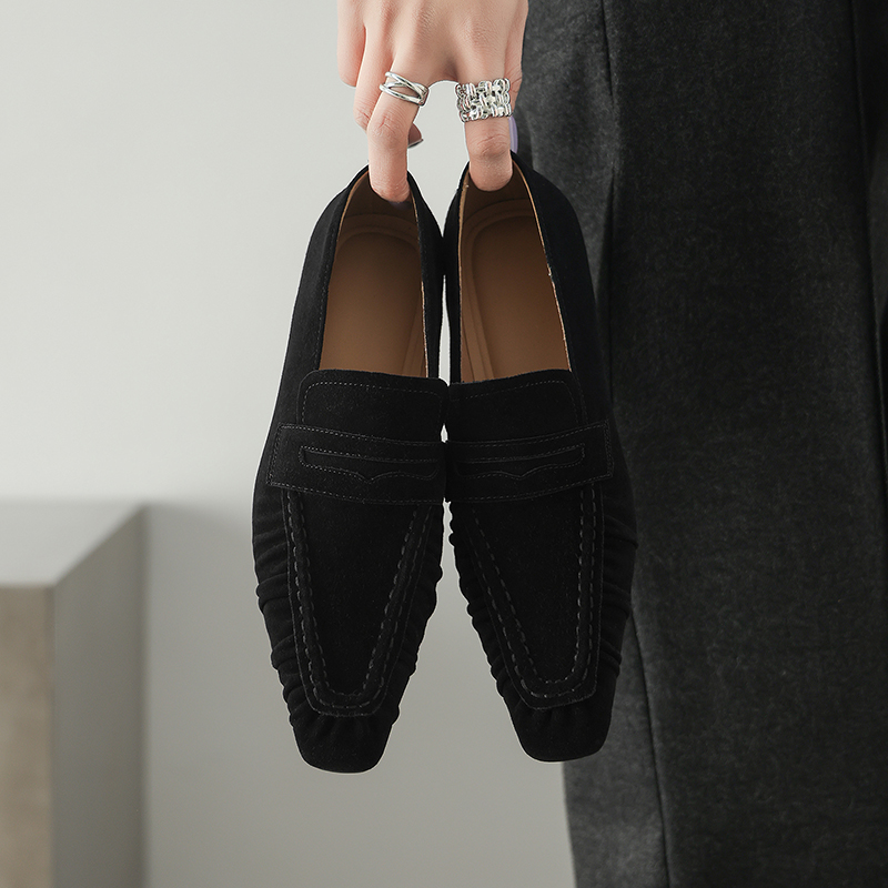 春の本革女性パンプスファッションプリーツスクエアトゥシューズ - Women'S Shoes のレビューと価格