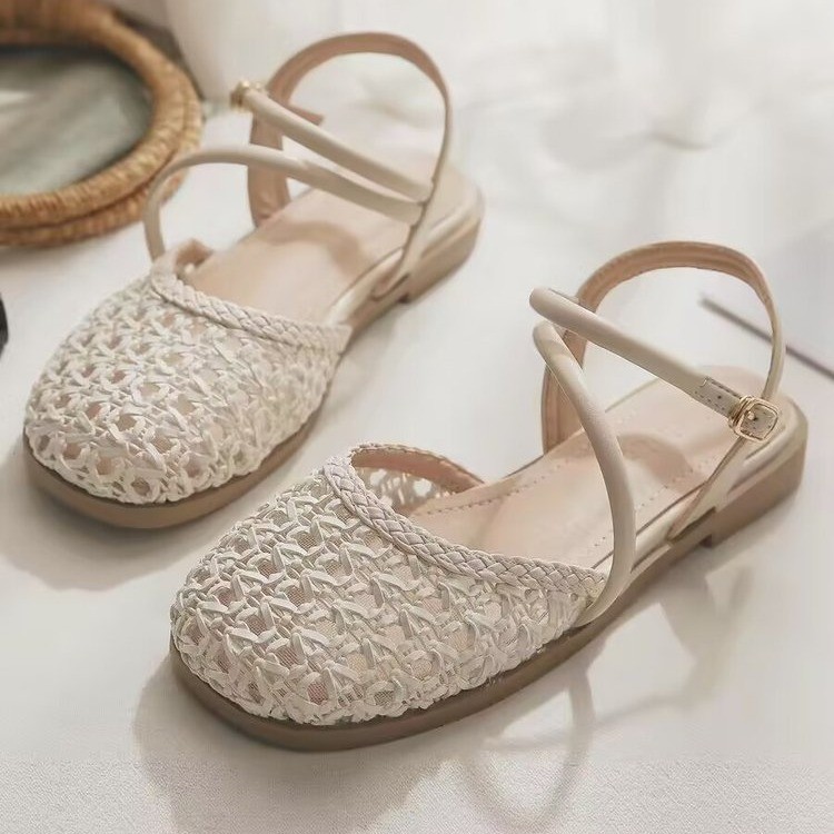 女性用フレンチスタイルクローズドトゥサンダル、夏用中空シング - Sandals のレビューと価格